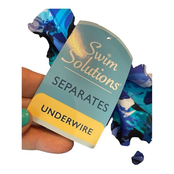 NEW Swim Solutions Navy Blues Floral Underwire Tankini Swim Top – Size 22W - Picture 3 of 15